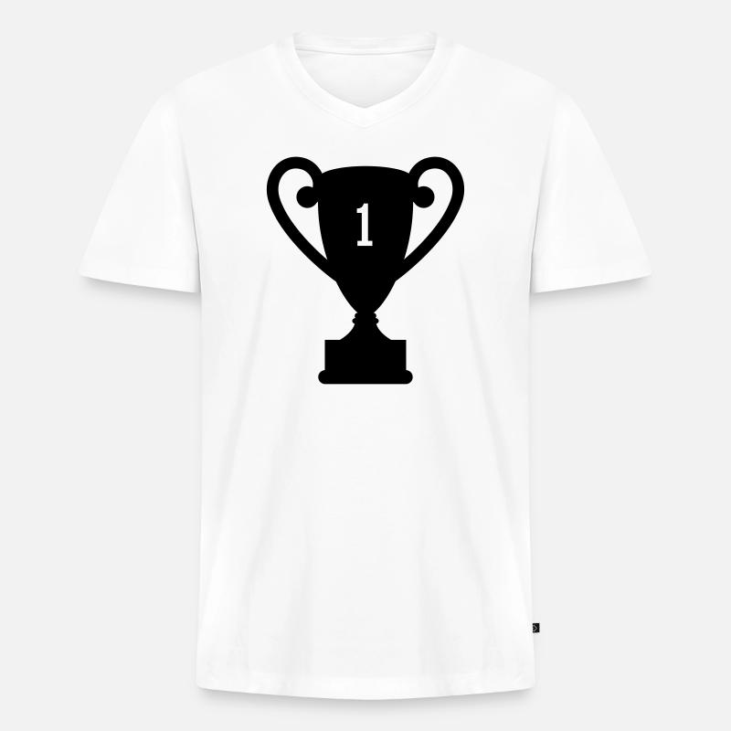 trophy Trophäe preis - Männer Premium Bio T-Shirt mit V-Ausschnitt - Weiß