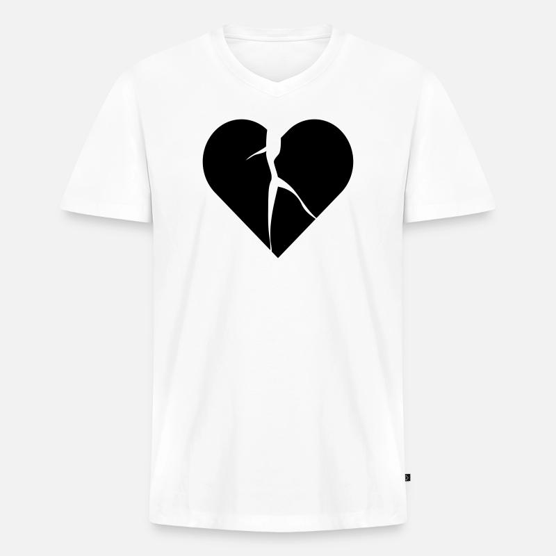 heart broken lovesick - Männer Premium Bio T-Shirt mit V-Ausschnitt - Weiß