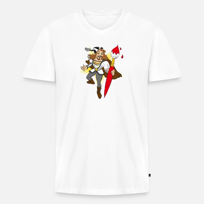 duerer-comic - Männer Premium Bio T-Shirt mit V-Ausschnitt - Weiß