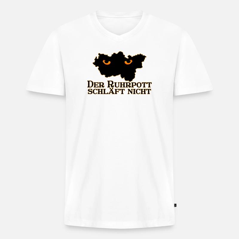 Der Ruhrpott schläft nicht - Männer Premium Bio T-Shirt mit V-Ausschnitt - Weiß