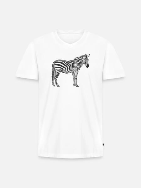 le zèbre - T-shirt encolure en V Premium bio Homme - blanc