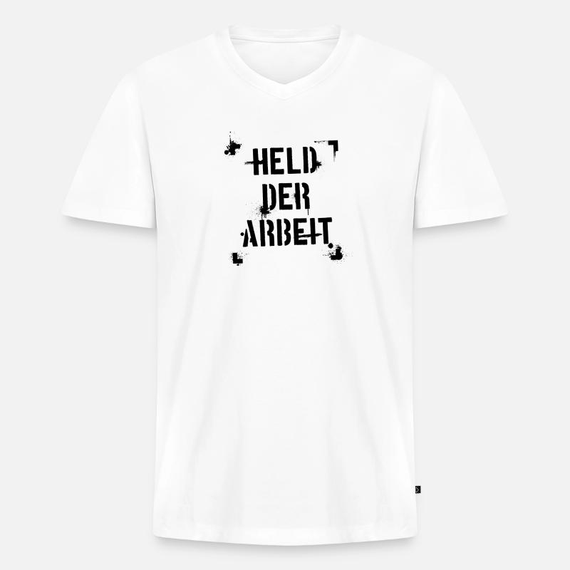 Held der Arbeit - schwarz - Männer Premium Bio T-Shirt mit V-Ausschnitt - Weiß