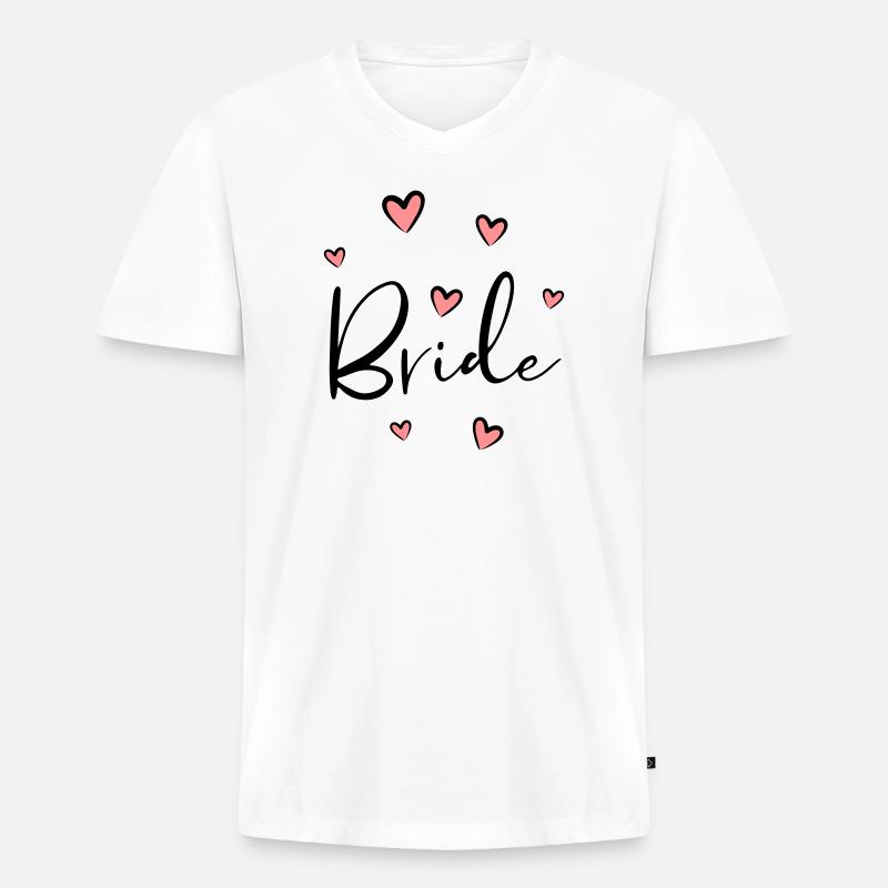 Bride Herz Junggesellinnenabschied Geschenk - Männer Premium Bio T-Shirt mit V-Ausschnitt - Weiß