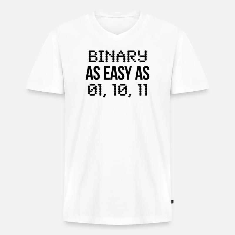 binary - Männer Premium Bio T-Shirt mit V-Ausschnitt - Weiß