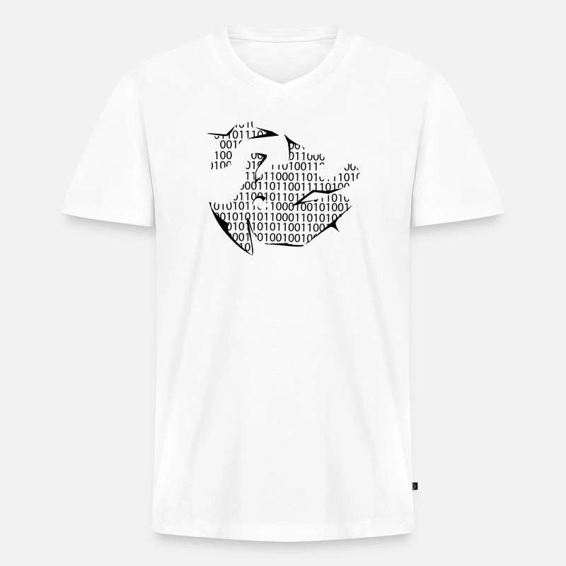 binary code - Men's Premium Organic T-shirt with V-neck - white