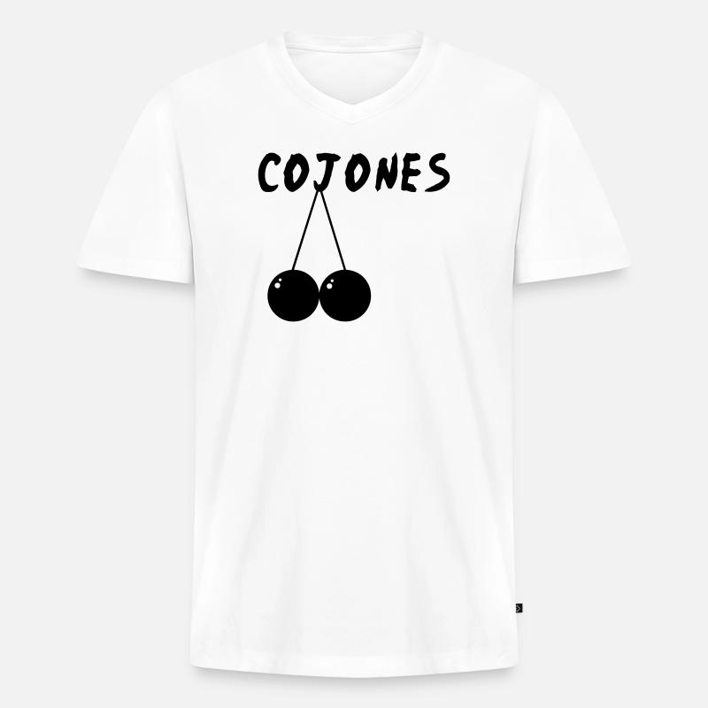cojones - Männer Premium Bio T-Shirt mit V-Ausschnitt - Weiß