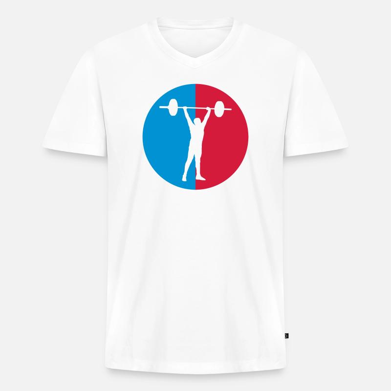 Strength training / Krafttraining / Musculation - Männer Premium Bio T-Shirt mit V-Ausschnitt - Weiß