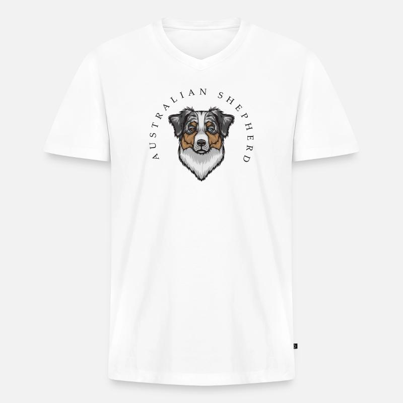 Australian Shepherd - Männer Premium Bio T-Shirt mit V-Ausschnitt - Weiß
