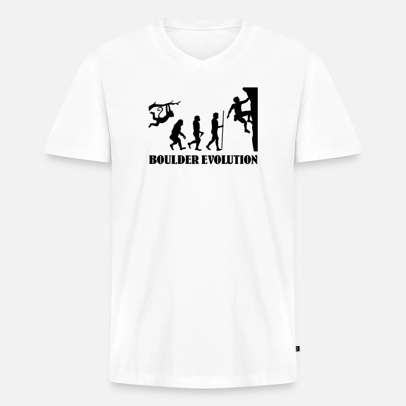 Boulder Evolution Klettern Bergsteigen Boulderer - Männer Premium Bio T-Shirt mit V-Ausschnitt - Weiß