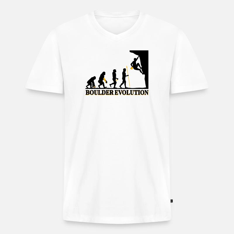 Boulder Evolution Klettern Bergsteigen Spruch - Männer Premium Bio T-Shirt mit V-Ausschnitt - Weiß
