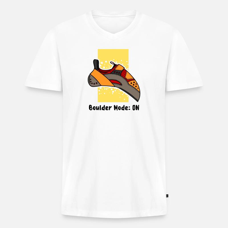 Boulder Boulderer Klettern Felsklettern Bergsport - Männer Premium Bio T-Shirt mit V-Ausschnitt - Weiß