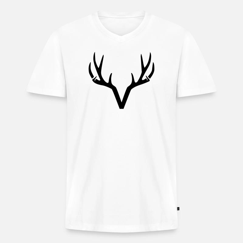 modernes minimalistisches Hirschgeweih - Männer Premium Bio T-Shirt mit V-Ausschnitt - Weiß