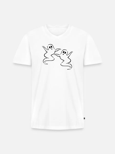 ghost - Men's Premium Organic T-shirt with V-neck - white