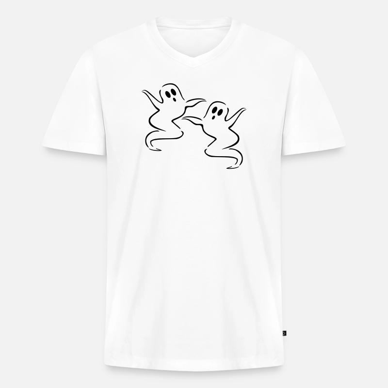 gespenster geist halloween - Männer Premium Bio T-Shirt mit V-Ausschnitt - Weiß