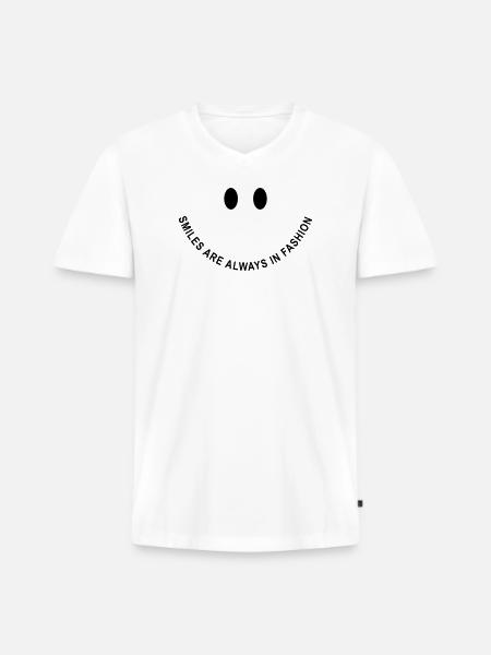 Smile-Face: Smiles are always in fashion! - Männer Premium Bio T-Shirt mit V-Ausschnitt - Weiß