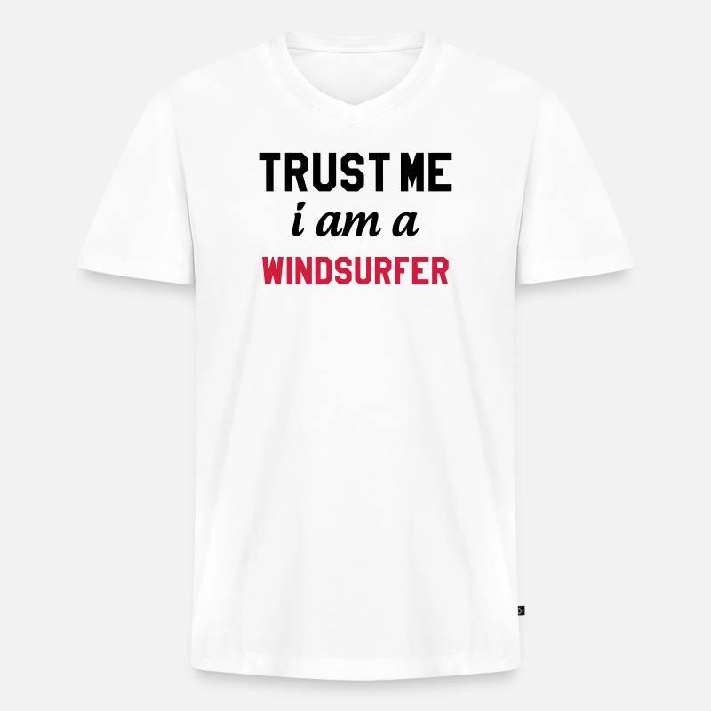 Windsurfen / Windsurfer / Windsurf / Windsurfing - Männer Premium Bio T-Shirt mit V-Ausschnitt - Weiß