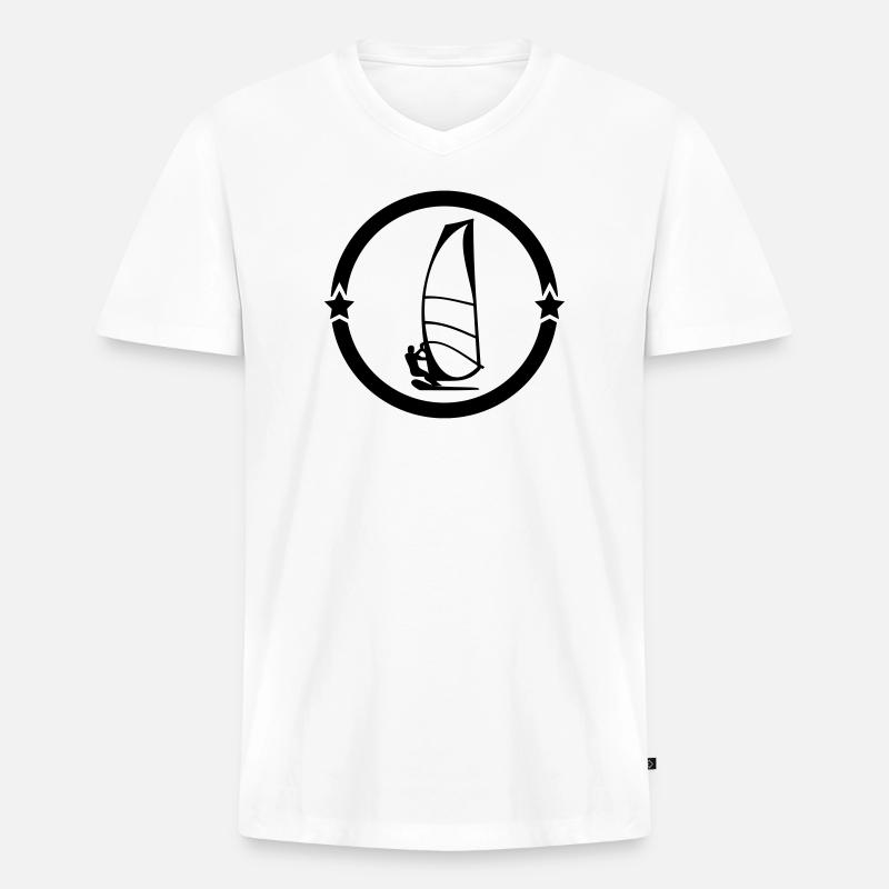 Windsurfen / Windsurfer / Windsurf / Windsurfing - Männer Premium Bio T-Shirt mit V-Ausschnitt - Weiß