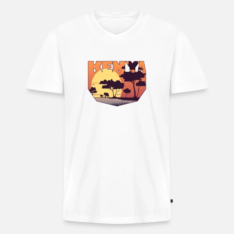 Kenia Design mit Landschaft / Geschenk - Männer Premium Bio T-Shirt mit V-Ausschnitt - Weiß