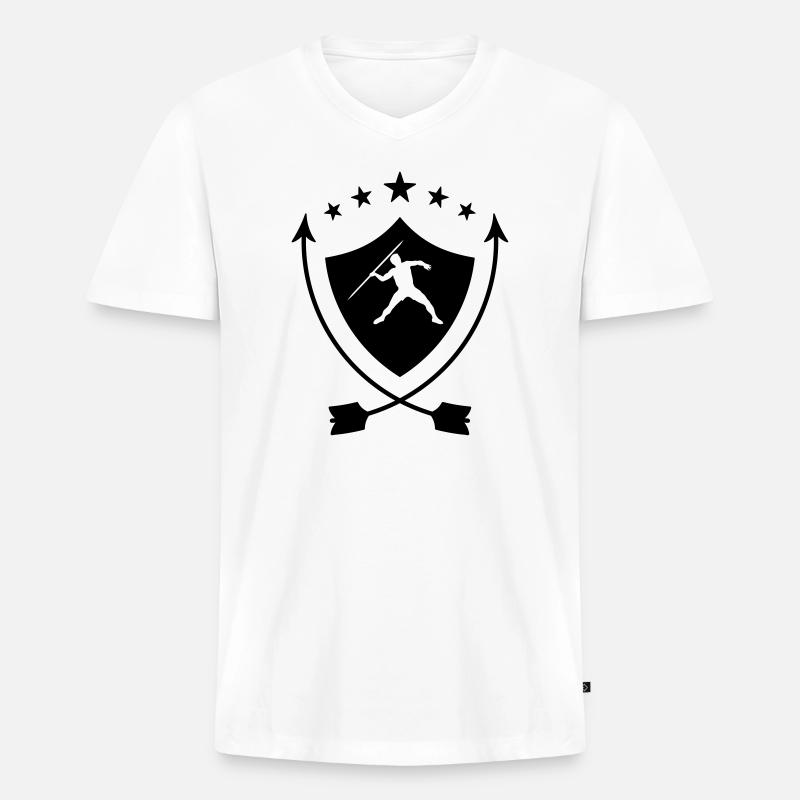 Speerwurf / Diskuswurf / Kugelstoßen / Hammerwurf - Männer Premium Bio T-Shirt mit V-Ausschnitt - Weiß