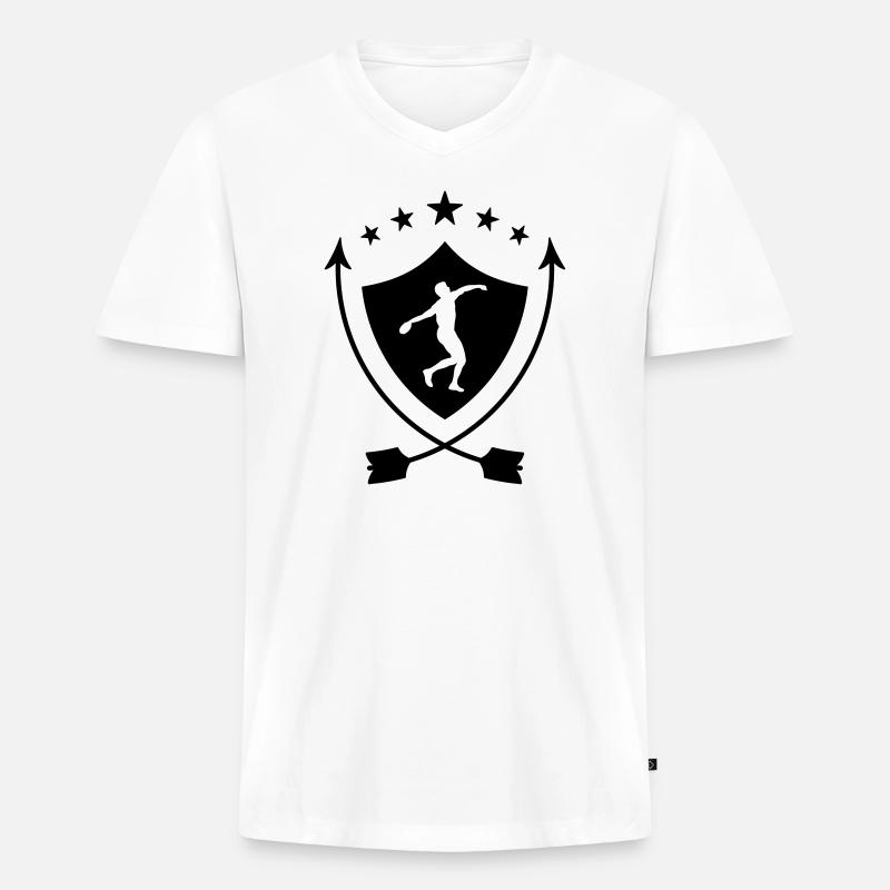Speerwurf / Diskuswurf / Kugelstoßen / Hammerwurf - Männer Premium Bio T-Shirt mit V-Ausschnitt - Weiß