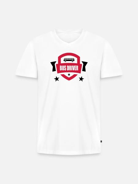Bus / Busfahrer / Arbeit / Job - Männer Premium Bio T-Shirt mit V-Ausschnitt - Weiß