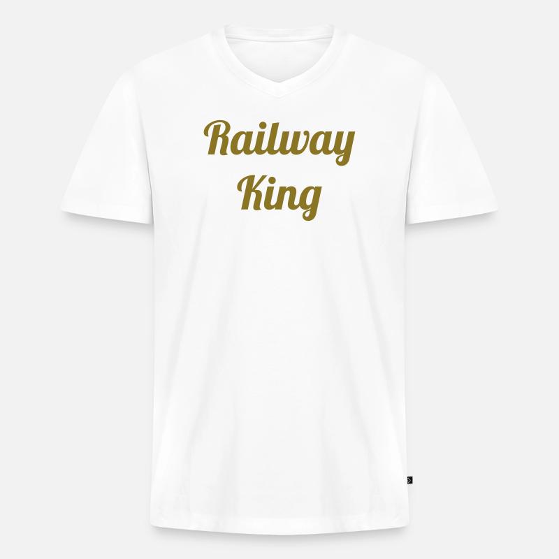 Eisenbahner / Eisenbahnen / Eisenbahn / Bahn - Männer Premium Bio T-Shirt mit V-Ausschnitt - Weiß