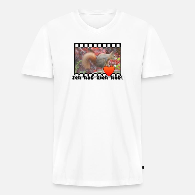 Liebe Paar Eichhoernchen Tier Spruch - Männer Premium Bio T-Shirt mit V-Ausschnitt - Weiß
