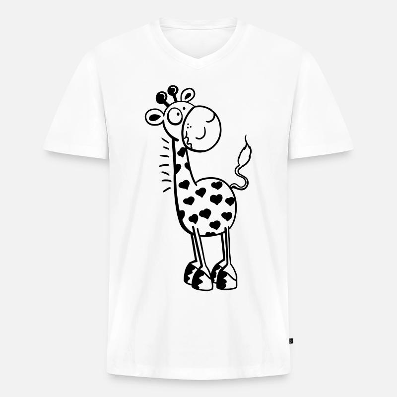 Herzliche Giraffe - Giraffen - Tiere - Comic - Männer Premium Bio T-Shirt mit V-Ausschnitt - Weiß