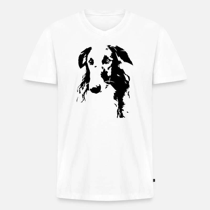 Barsoi Kopf - Männer Premium Bio T-Shirt mit V-Ausschnitt - Weiß
