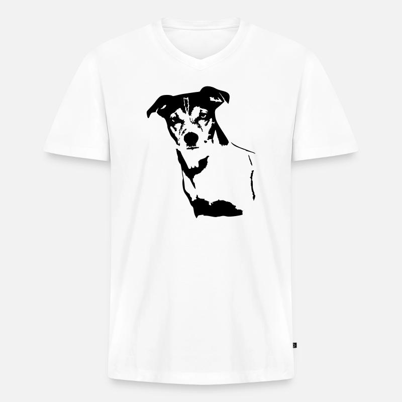 Jack Russell Terrier Kopf - Männer Premium Bio T-Shirt mit V-Ausschnitt - Weiß