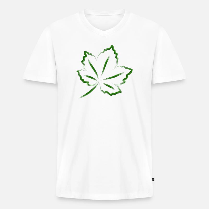 Dekoratives Blatt - Männer Premium Bio T-Shirt mit V-Ausschnitt - Weiß