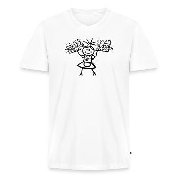 Kellnerin im Dirndl mit Biertablett - Männer Premium Bio T-Shirt mit V-Ausschnitt - Weiß - Vorne - Nico (187cm)