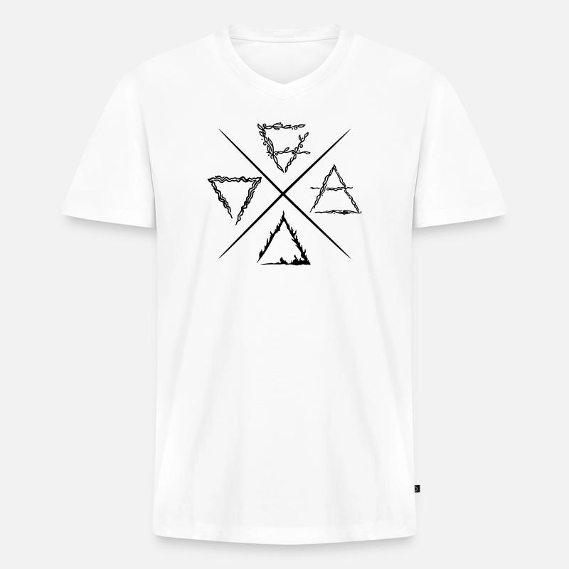 Vier Elemente Symbole - Männer Premium Bio T-Shirt mit V-Ausschnitt - Weiß