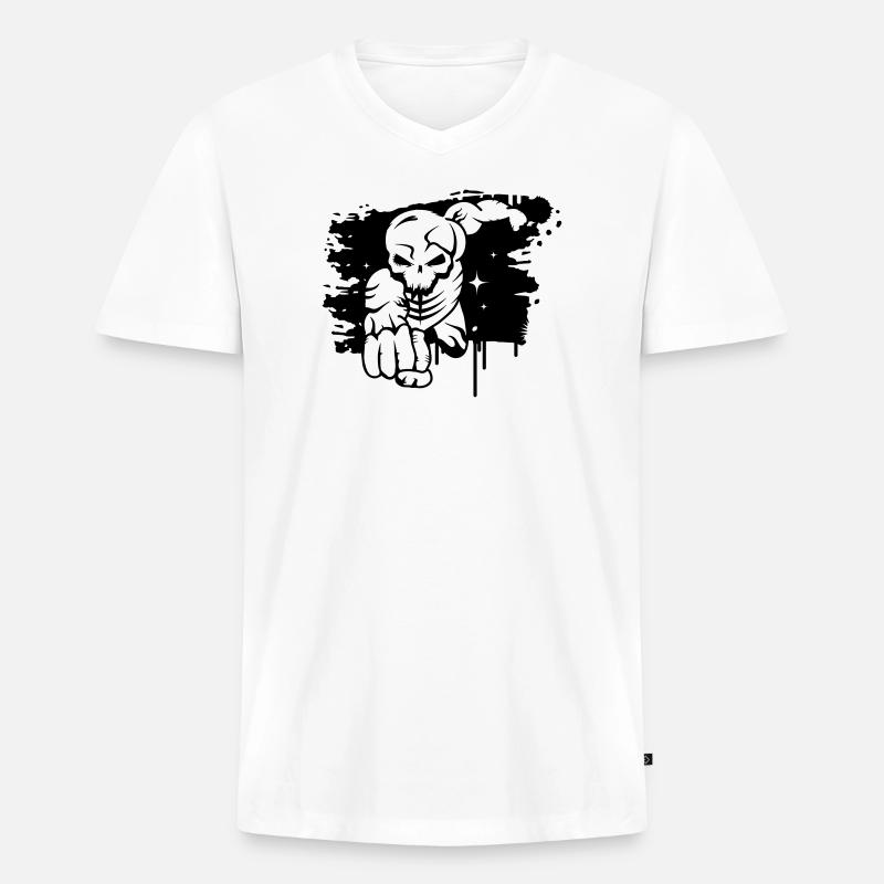 Ein toter Superheld Graffiti - Männer Premium Bio T-Shirt mit V-Ausschnitt - Weiß