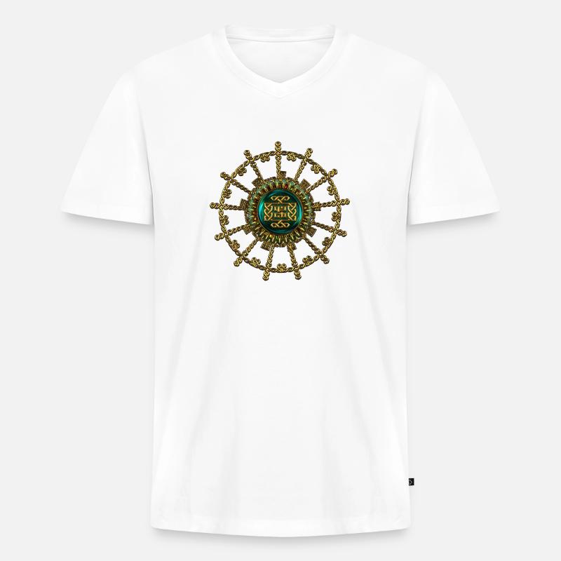 Wunderbare elegante keltische Zeichen - Männer Premium Bio T-Shirt mit V-Ausschnitt - Weiß