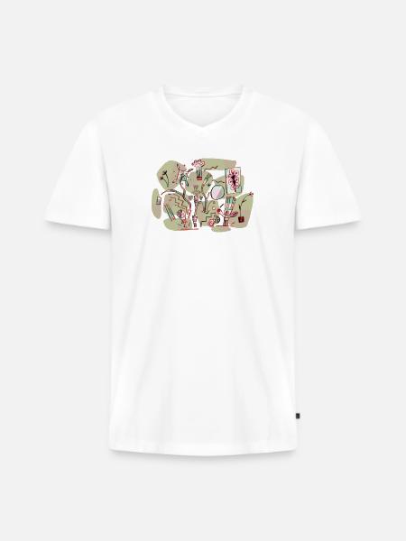 Abstrakte Farb-Chaos Illustration - Männer Premium Bio T-Shirt mit V-Ausschnitt - Weiß