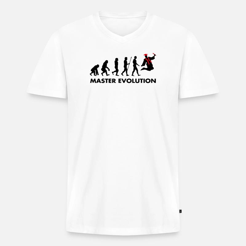 Master Evolution Prüfung Bestanden Schulabschluss - Männer Premium Bio T-Shirt mit V-Ausschnitt - Weiß