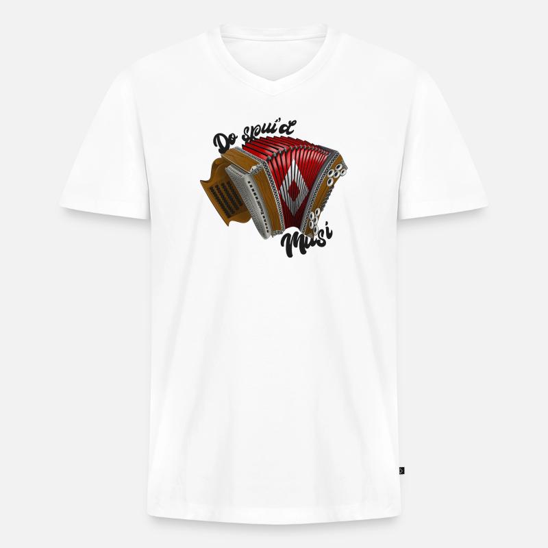 Do spui'd Musi // dunkel | ZiachON! - Männer Premium Bio T-Shirt mit V-Ausschnitt - Weiß