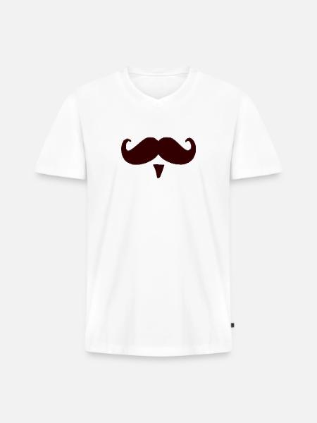 Schnurrbart Schnauz Oberlippenbart Geschenk - Männer Premium Bio T-Shirt mit V-Ausschnitt - Weiß