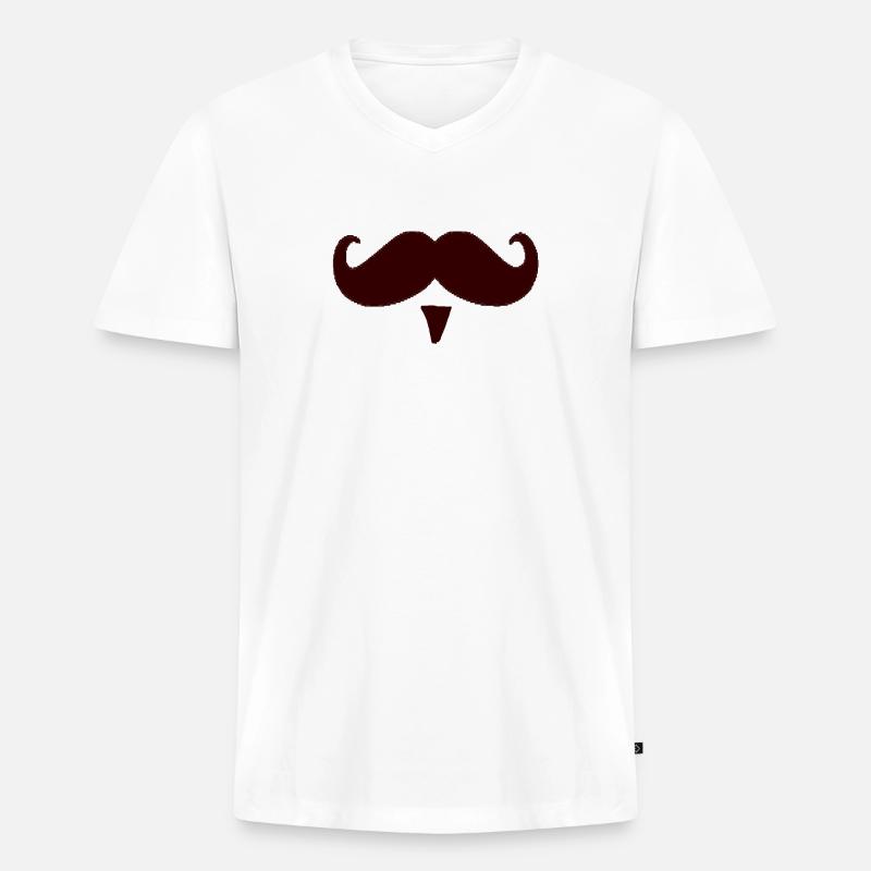 Mustasch mustasch mustaschegave - Premium økologisk T-shirt med V-hals til mænd - hvid
