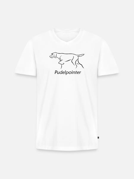 Pudelpointer - Männer Premium Bio T-Shirt mit V-Ausschnitt - Weiß