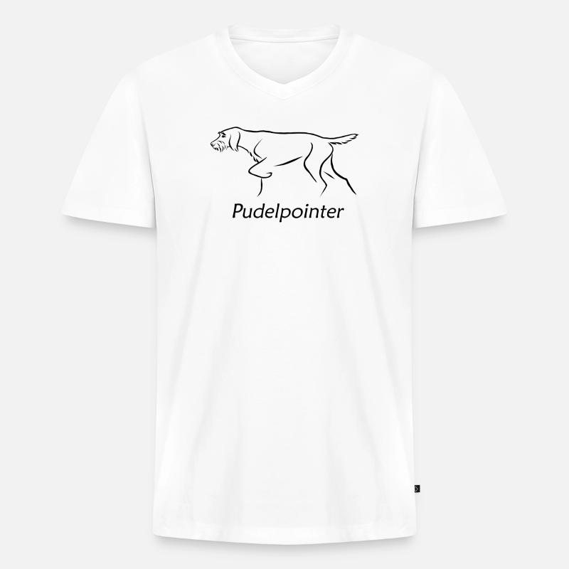 Pudelpointer - Männer Premium Bio T-Shirt mit V-Ausschnitt - Weiß