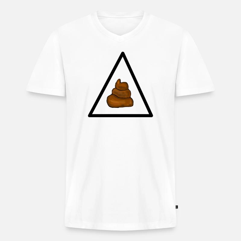 Warnung Scheisse Achtung Kacke - Männer Premium Bio T-Shirt mit V-Ausschnitt - Weiß