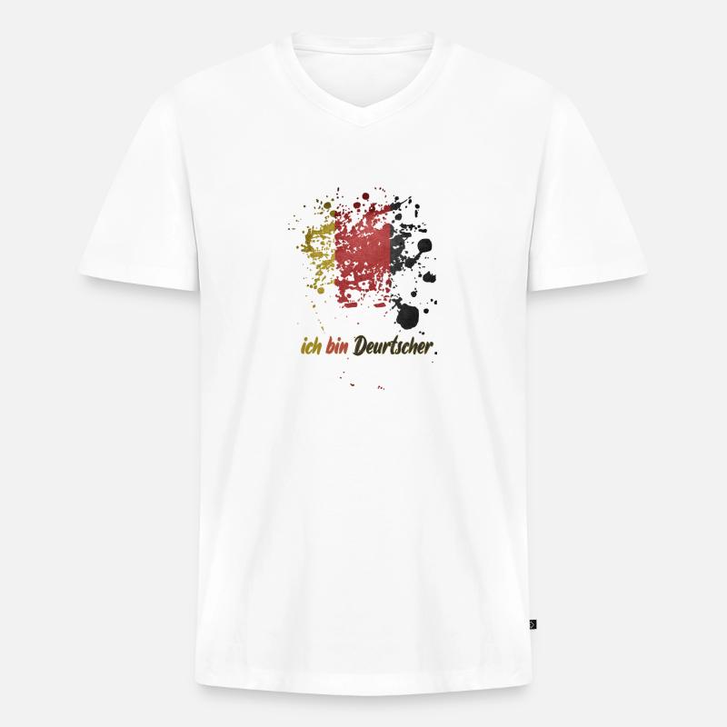 ich bin deutscher - Männer Premium Bio T-Shirt mit V-Ausschnitt - Weiß