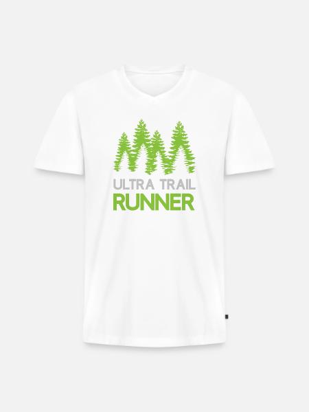 Ultra Trail Runner - T-shirt encolure en V Premium bio Homme - blanc