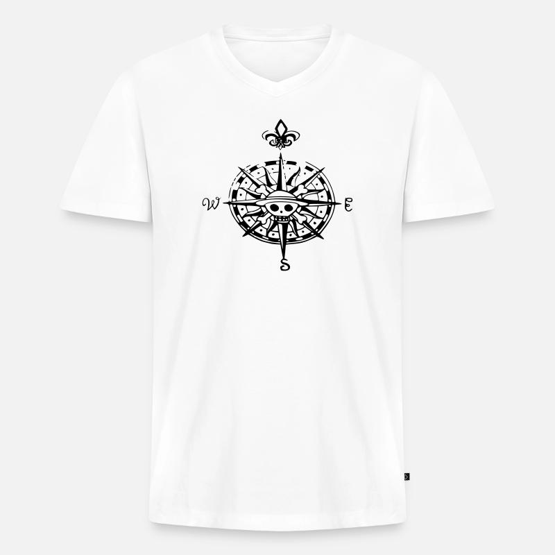 op compas Kompass - Männer Premium Bio T-Shirt mit V-Ausschnitt - Weiß
