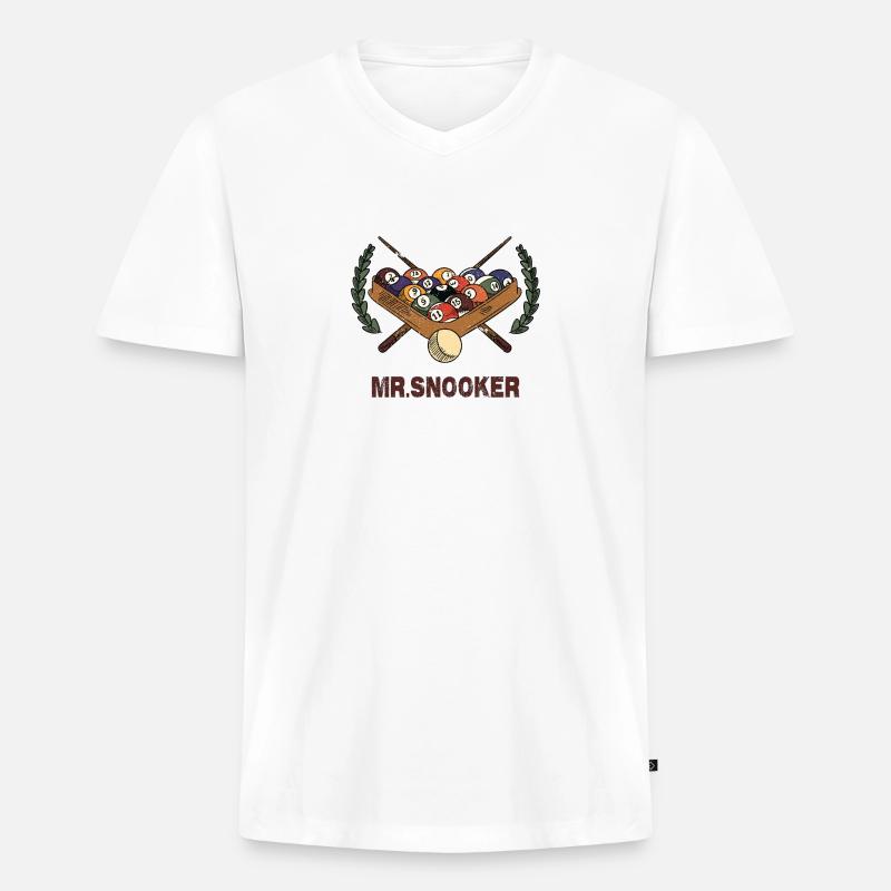 Mr. Snooker Design / Geschenkidee - Männer Premium Bio T-Shirt mit V-Ausschnitt - Weiß