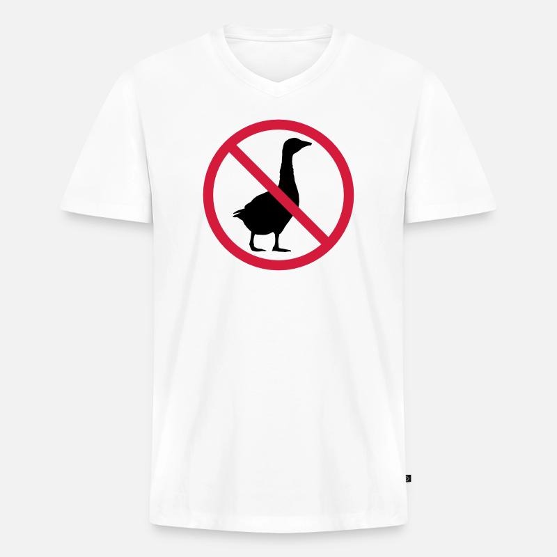 Gans Verboten Schild - Männer Premium Bio T-Shirt mit V-Ausschnitt - Weiß