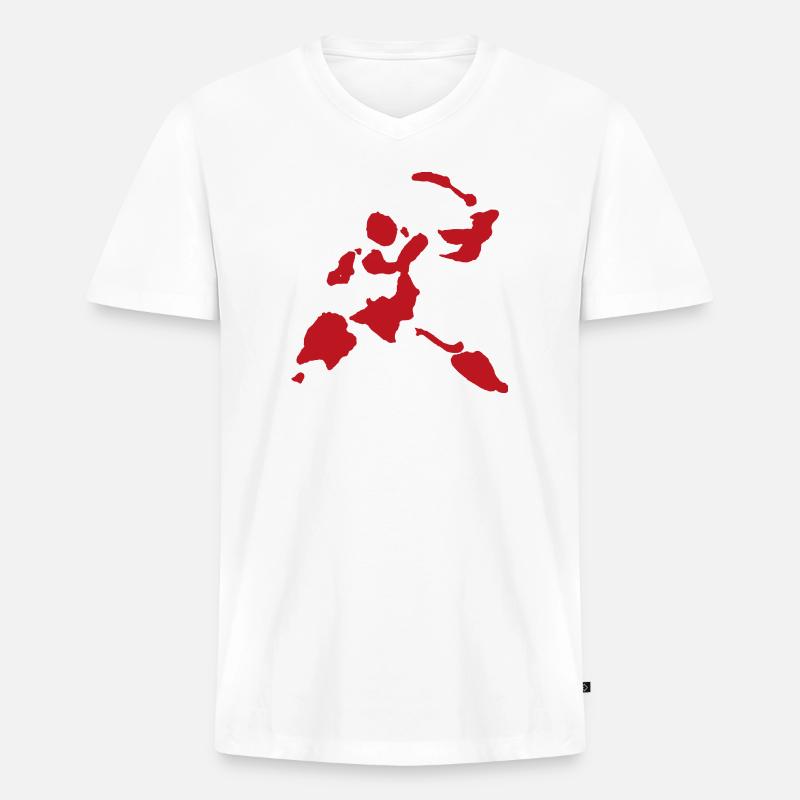 Blutspritzer Schwerkämpfer Krieger Figur - Männer Premium Bio T-Shirt mit V-Ausschnitt - Weiß