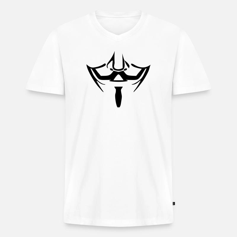 Anonymous Maske - Männer Premium Bio T-Shirt mit V-Ausschnitt - Weiß